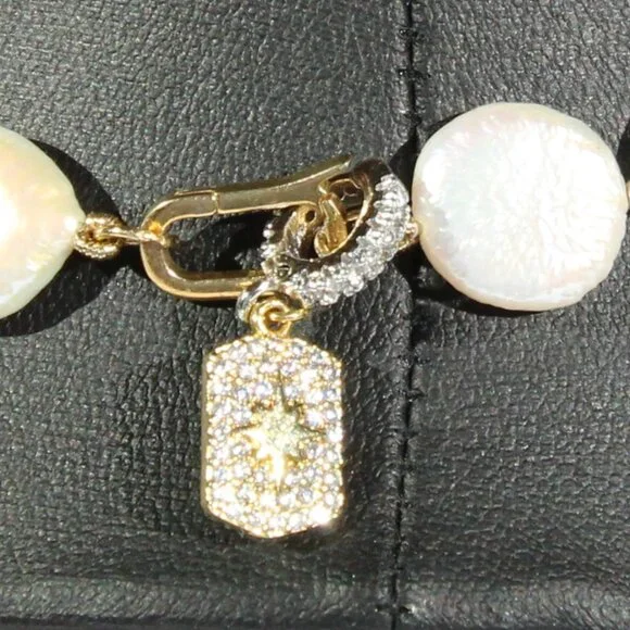 Freshwater Coin Pearls Necklace and .925 Sterling Silver - Picture 6 of 13